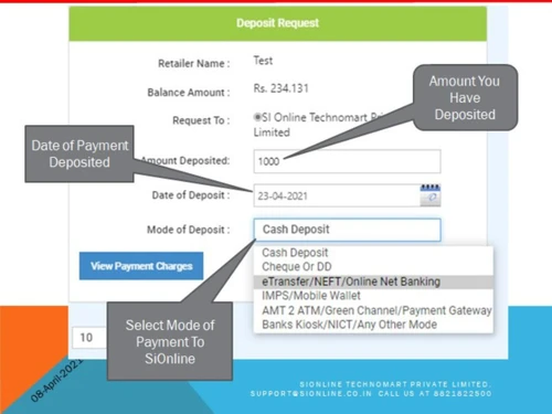 Sionline-deposit request
