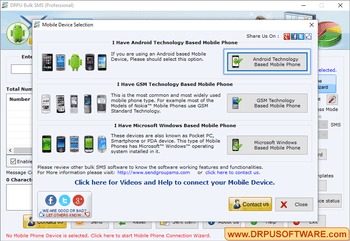 drpu bulk sms professional device selection