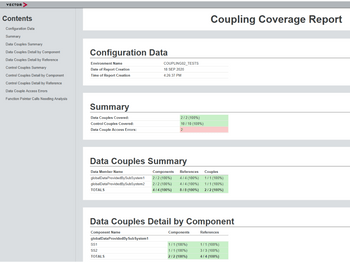 Vectorcast software coupling coverage report