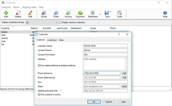 NCH Express Invoice customer