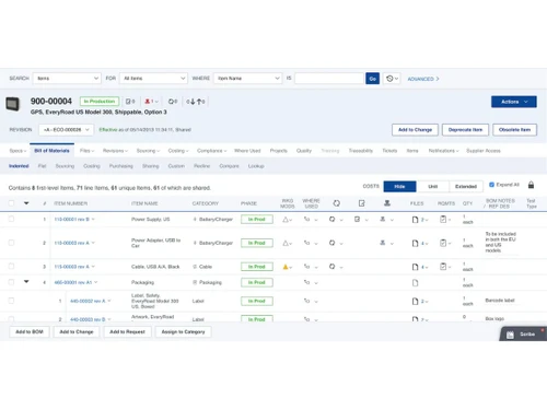 Arena PLM-bill of material