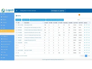 Coderobotics Legato ERP items