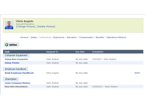 hrweb onboarding tasks