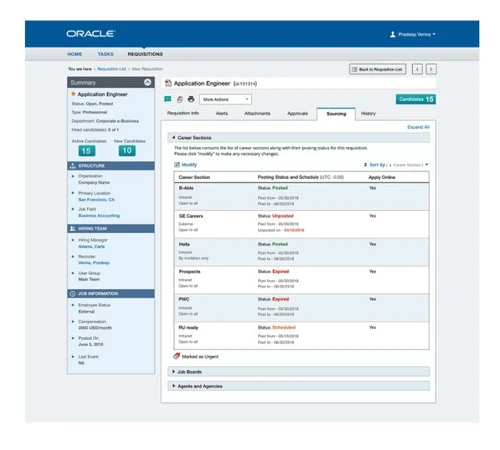 Oracle Taleo requisition