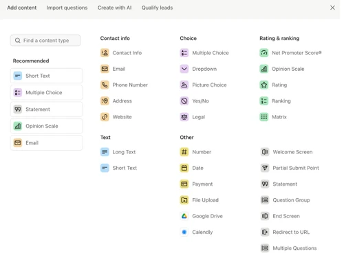 typeform software-contacts