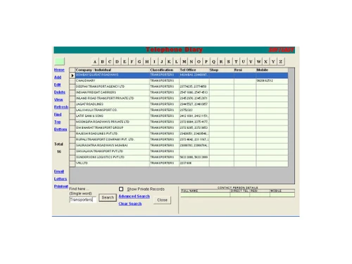 telephone diary advance search