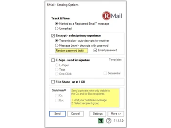 RMail-sending options