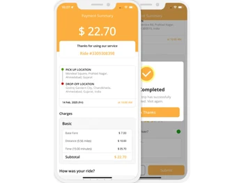 V3Cube Taxi Booking App-Payment summary