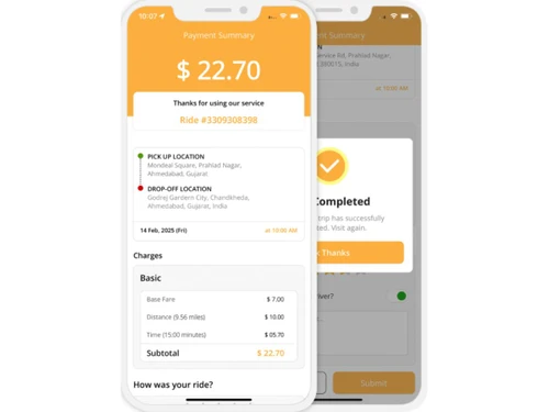 V3Cube Taxi Booking App-Payment summary