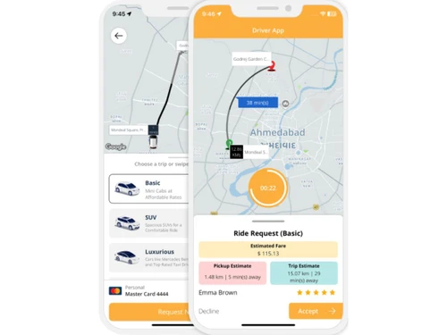 V3Cube Taxi Booking App-Ride request