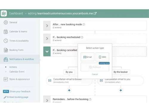 youcanbookme dashboard