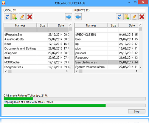 Aeroadmin data transfer