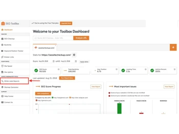 SEO Toolbox Dashboard