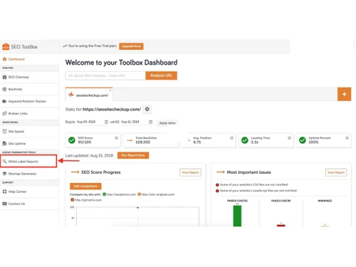 SEO Toolbox Dashboard