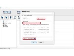 systools sql recovery-options