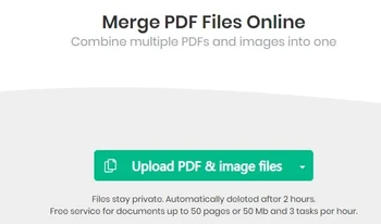 SejdaPDF merge PDF files