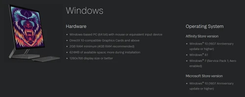Affinity Designer hardware configuration