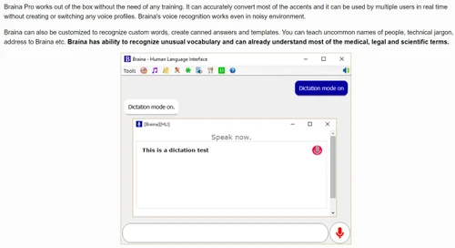 speech to text braina