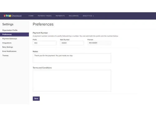 Zoho Checkout Preferences