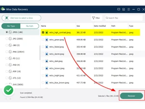 wise data recovery -restore