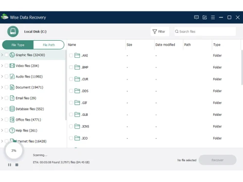 wise data recovery-type