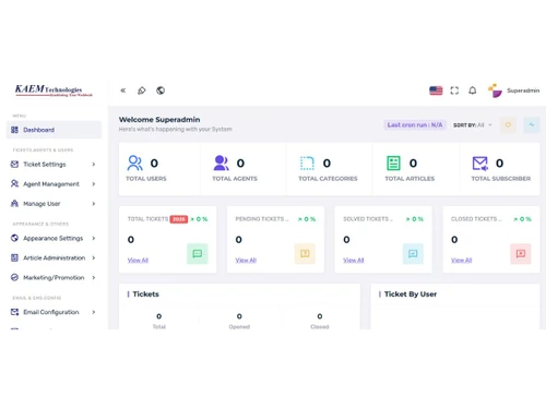 Kaem Help Desk Management System dashboard