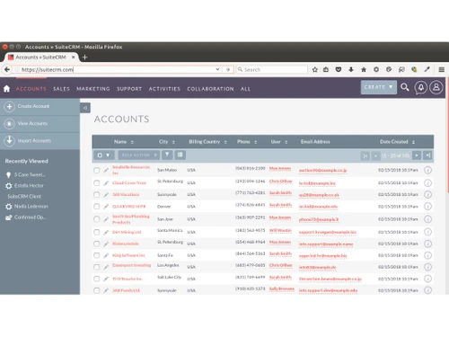 Suite CRM accounts