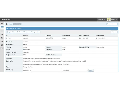 MantisBT Issue Details