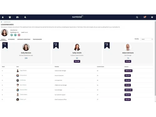 SumTotal leaderboards