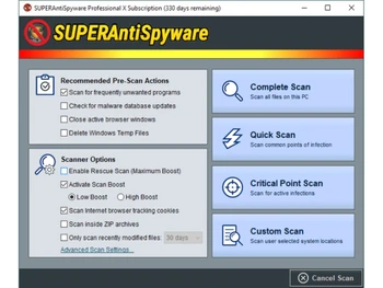 superantispyware actions