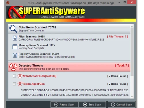 superantispyware scanning