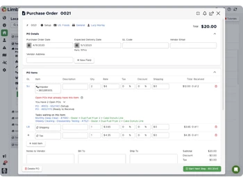 Limble CMMS-purchase order