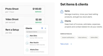 billbook set items clients