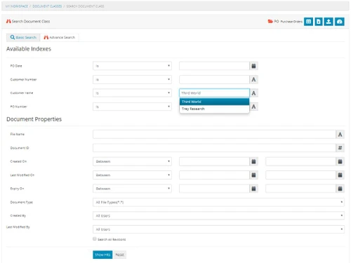 krystal dms advance search