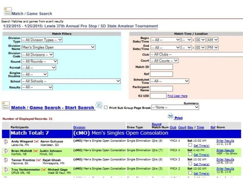 R2Sports-match search