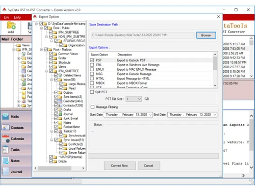 OST Converter-Size, Date, or Folder