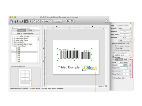 iWinSoft Barcode Maker for MAC standard