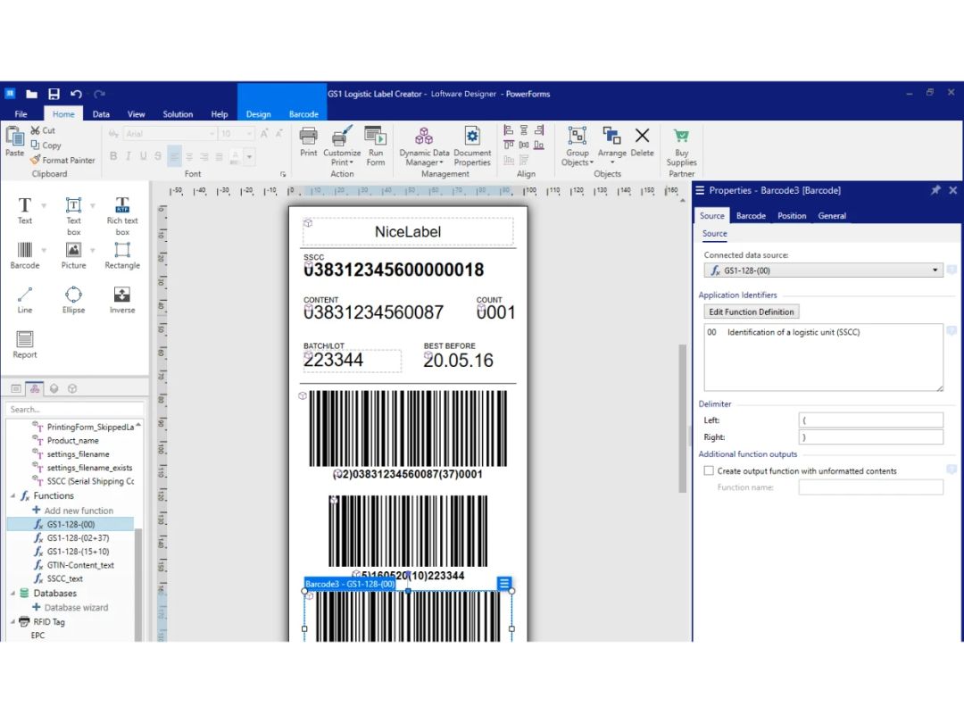 loftware cloud designer-barcode