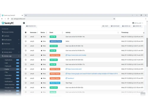 Spytech SentryPC Events Log