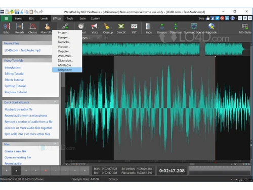Wavepad audio editor effect