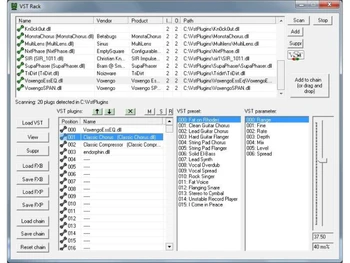 The VST Rack plugin window
