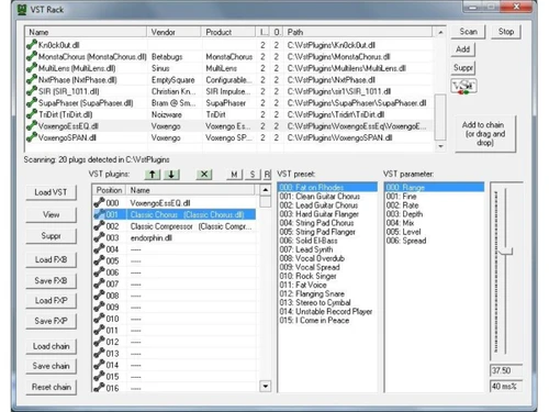 The VST Rack plugin window