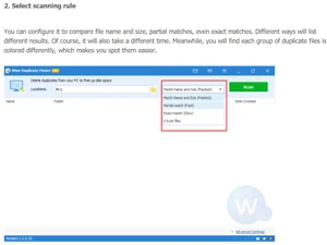 Wise duplicate finder pro select scanning rule