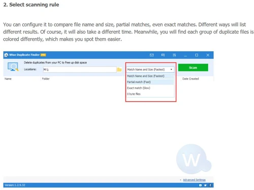 Wise duplicate finder pro select scanning rule