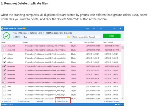 Wise duplicate finder pro remove file