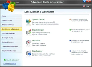 Advanced System Optimizer disk cleaners and optimizers