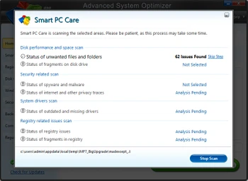 Advanced System Optimizer scanning
