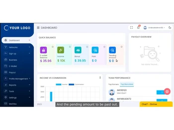 infinite mlm software dashboard