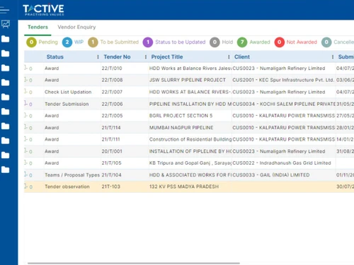 tactive construction erp-vendorenquiry