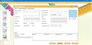 Aspscripts School Management ERP staff registration